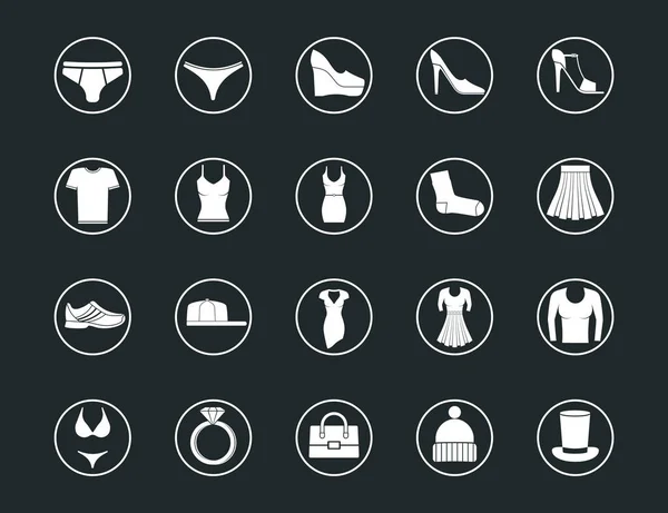 Icons Logo Clothes Set Web Mobile — Stock Vector