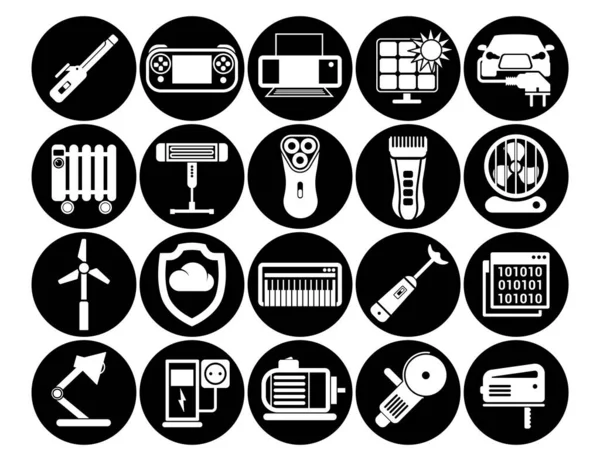 Establecer Iconos Vectoriales Tecnología Diseño Plano Casa Ciudad Inteligente Internet — Vector de stock