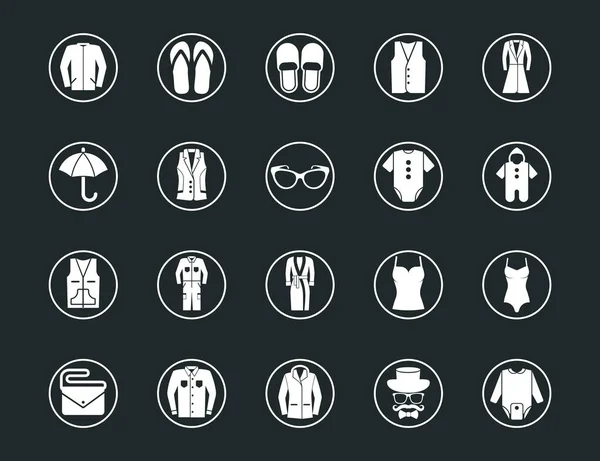 Icons Logo Clothes Set Web Mobile — Stock Vector