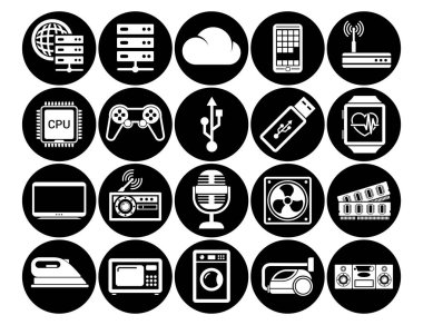 Düz tasarım teknolojisinde vektör simgelerini ayarlayın akıllı şehir evi interneti çevrimiçi ödemelerin. Mobil kavramlar için elementler. Koleksiyon modern bilgi logosu ve pictogram