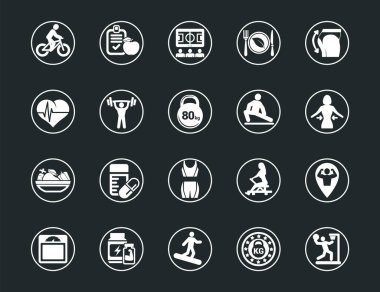 Web ve mobil için spor ve spor vektör simgeleri. Tüm elementler gruplandırılmış