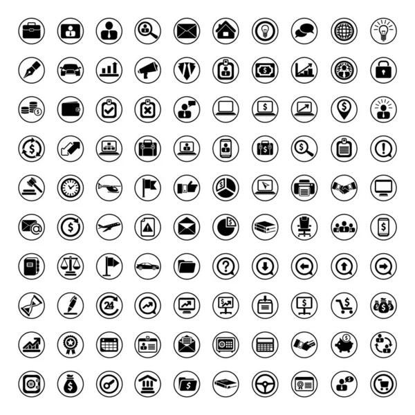 Zwart 100 Pictogrammen Universele Web Symbool Set Vector — Stockvector