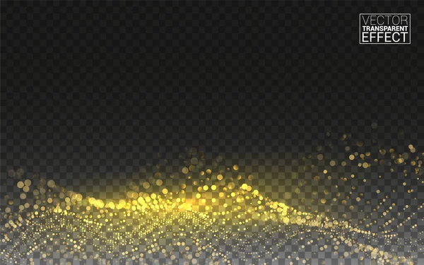 Gouden Magische Glitter Gouden Glanzende Ster Stof Trail Sparkling Particles — Stockvector