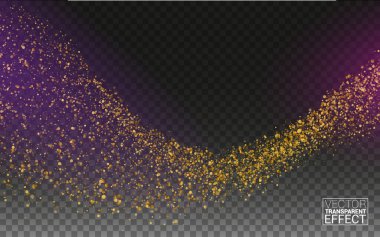 Altın yaldızlı dalga soyut arka plan. Şeffaf arkaplanda parıldayan yıldız tozu izleri. Vektör Resimleri Şeffaf Arkaplan.