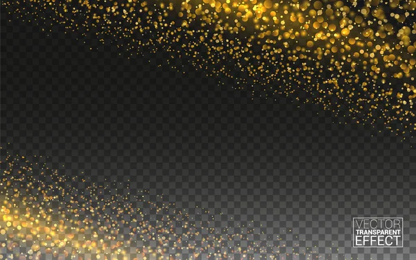 Magic Gold Glitter Wave Fundo Abstrato Trilha Poeira Estrela Cintilante — Vetor de Stock