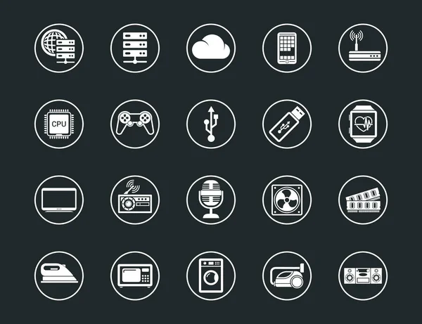 Establecer iconos vectoriales en la tecnología de diseño plano casa de la ciudad inteligente Internet de las cosas de pago en línea. Elementos para conceptos móviles. Colección moderna infografía logotipo y pictograma. — Vector de stock