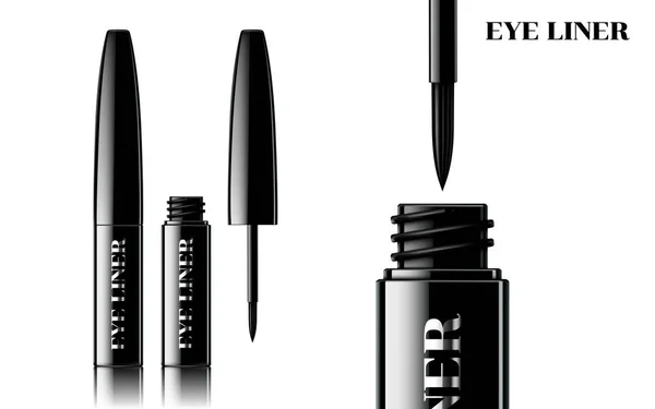 Een Eyeliner Vloeibare Voering Cosmetica Sjabloon Vrouwelijke Cosmetische Buis Vector — Stockvector