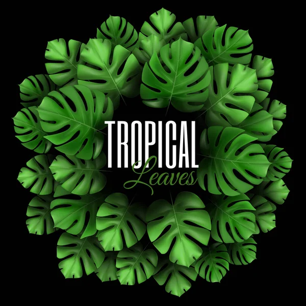 Composizione Concettuale Rotonda Con Piante Tropicali Sfondo Tropicale Realistico Naturale — Vettoriale Stock