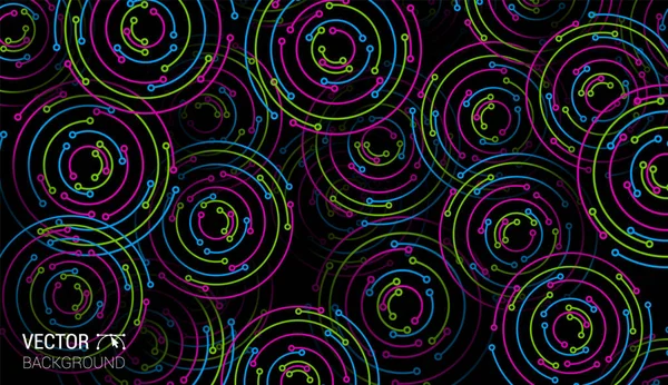 Colorido Neon Verde Azul Rosa Círculos Textura Fundo Vetor — Vetor de Stock