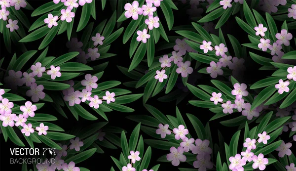 Естественный Реалистичный Цветочный Бесшовный Рисунок Цветы Листья Повторите Фон Растениями — стоковый вектор