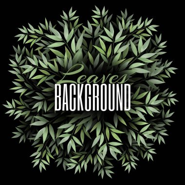 Taze yeşil yapraklı Doğal Gerçekçi Aşırı Gelişmiş ağaç dalları. Sosyal medya reklamları için arka plan tasarım şablonu. Bitkilerle olan yuvarlak konsept bileşimi. Vektör illüstrasyonu