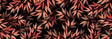 3D gerçekçi sonbahar yaprakları. Sonbahar arkaplanı kırmızı, turuncu renklerde. Web afişi, baskı, duvar kağıdı için doku tasarımı. Vektör illüstrasyonu