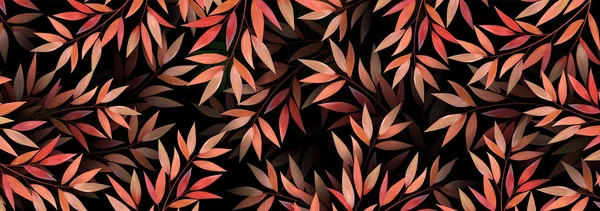 Реалистичные Осенние Листья Осенний Фон Красном Оранжевом Цветах Текстурный Дизайн — стоковый вектор