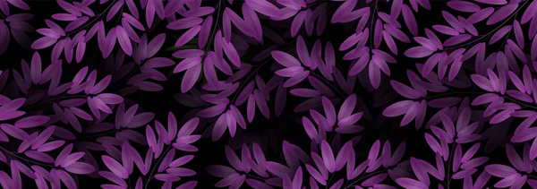 Verão noite floresta fundo. Roxo de cor. Árvore azul escuro e violeta folhas. Summer Exotic Botanical Foliage Design. Papel de parede Vector. Vetores De Stock Royalty-Free