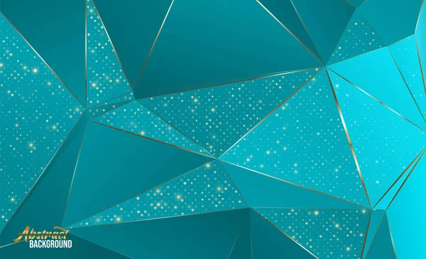 Abstract Triangle Geometric Background Geometric Polygon Design Shining Golden Glitter — Stock Vector