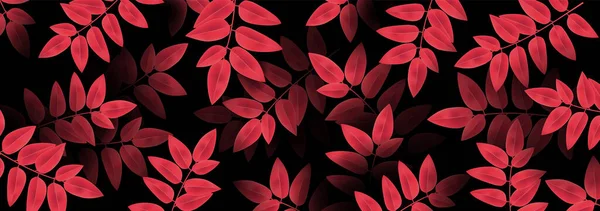 秋の背景色赤 現実的な葉 ウェブバナー 壁紙のテクスチャデザイン ベクターイラスト — ストックベクタ