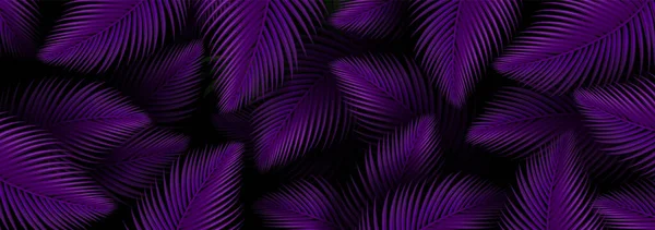 Летний Тропический Неоновый Фиолетовый Фон Тропические Пальмовые Листья Вектор Обоев — стоковый вектор
