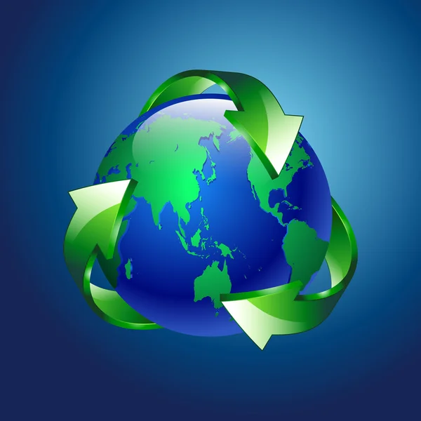 Vectorillustratie van een schone groene blauwe planeet recycle — Stockvector