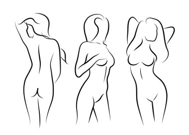 kadınların çıplak insan güzellik vücut çizim vektör çizimler