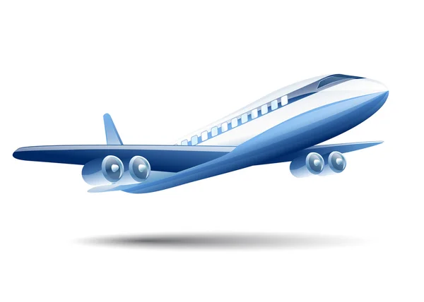Blå flygplan på en vit bakgrund — Stock vektor