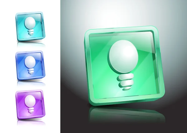 Iconos de vidrio conjunto de ideas de luz vector de lámpara — Archivo Imágenes Vectoriales