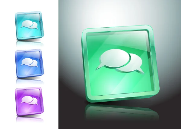 Glas pictogrammen instellen groene messaging talk — Stockvector