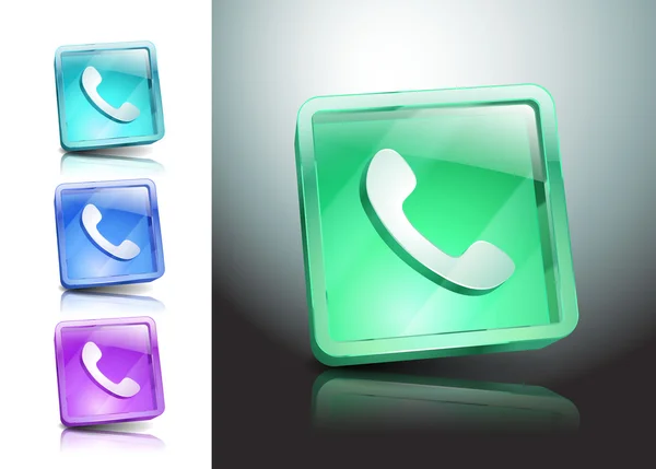 Icônes en verre téléphone parlant vert — Image vectorielle