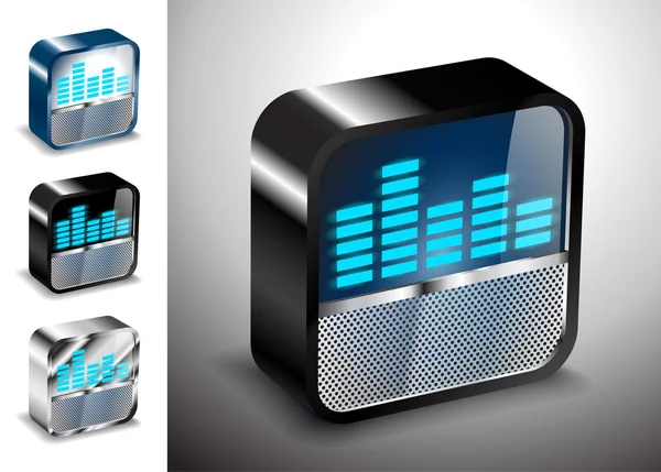 Button icons vector 3D equalizer radio — Stock Vector