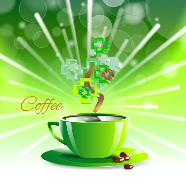 Кофе пить зеленый стакан напитка фона — стоковый вектор