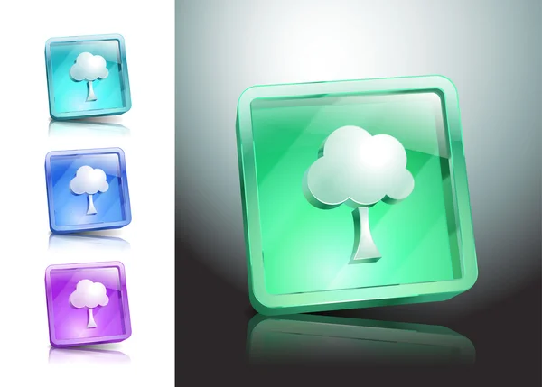 Albero icone di vetro impostare la natura colore — Vettoriale Stock