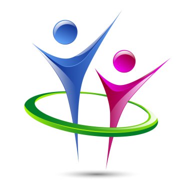 Soyut insan figürleri vektör logo şablonu