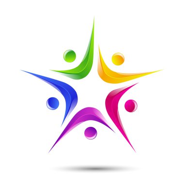 İnsanlar beş logo şablonu simge vektör