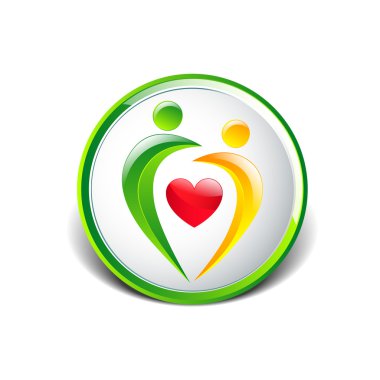 Soyut renkli insanlar ve kalp simgesi