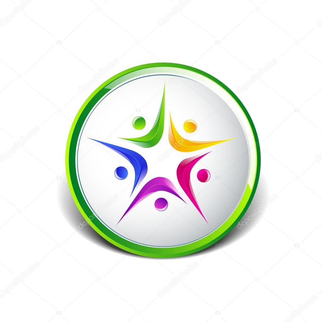 People Strong logo template icon vector five
