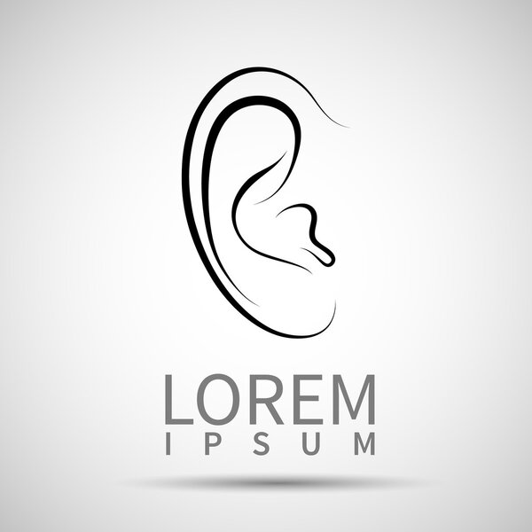 Ear icon isolated on white background. VECTOR