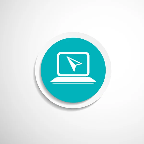 Laptop pictogram op knop met originele illustratie — Stockvector