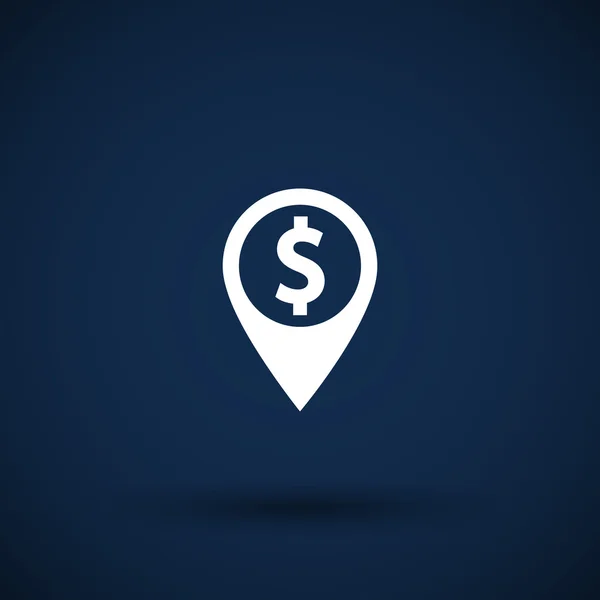 ドル記号のアイコンを持つ地図ポインタ — ストックベクタ
