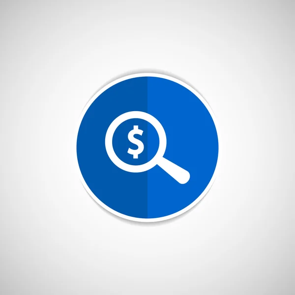 Μεγεθυντικό φακό με σύμβολο του δολαρίου χρήματα, σύμβολο σημάδι επιχειρήσεων — Διανυσματικό Αρχείο