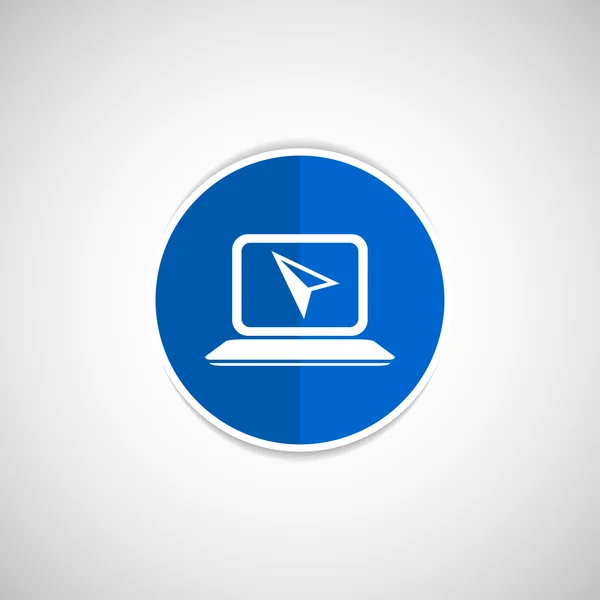 Laptop pictogram op knop met originele illustratie — Stockvector