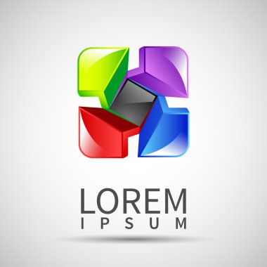 Soyut 3D küre logoları oyma seti. Logo küreleri.