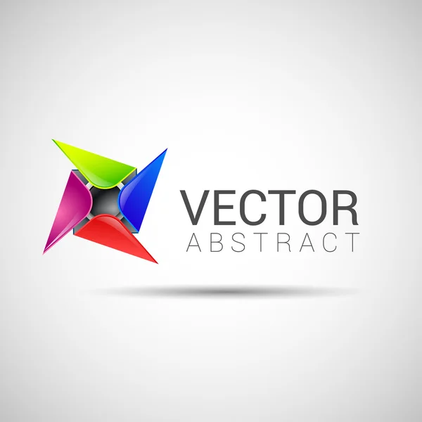 Logo shape set, 3d style element design abstract vector shape — Stock Vector