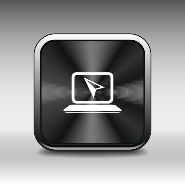 Icono del ordenador portátil en el botón con la ilustración original — Vector de stock