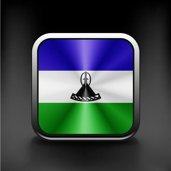 Bandera de Lesotho como icono brillante redondo . — Vector de stock