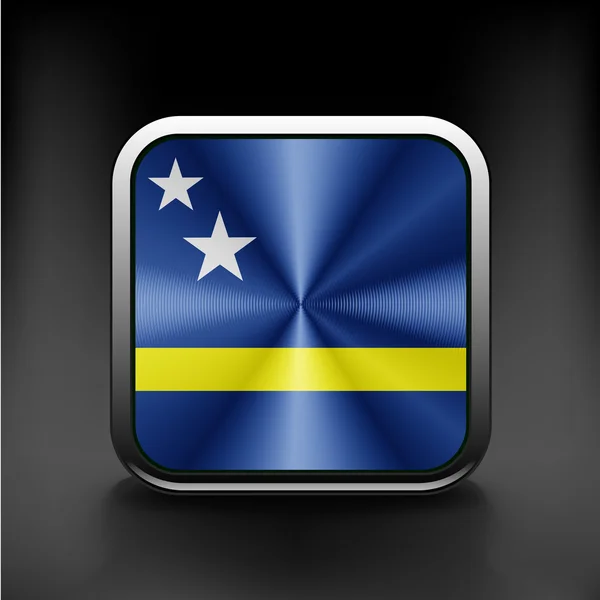 Bandiera del Curacao icona di viaggio nazionale paese simbolo pulsante — Vettoriale Stock