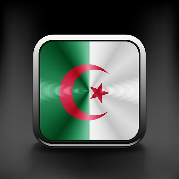 Algeria Flag square glossy button — Stock Vector