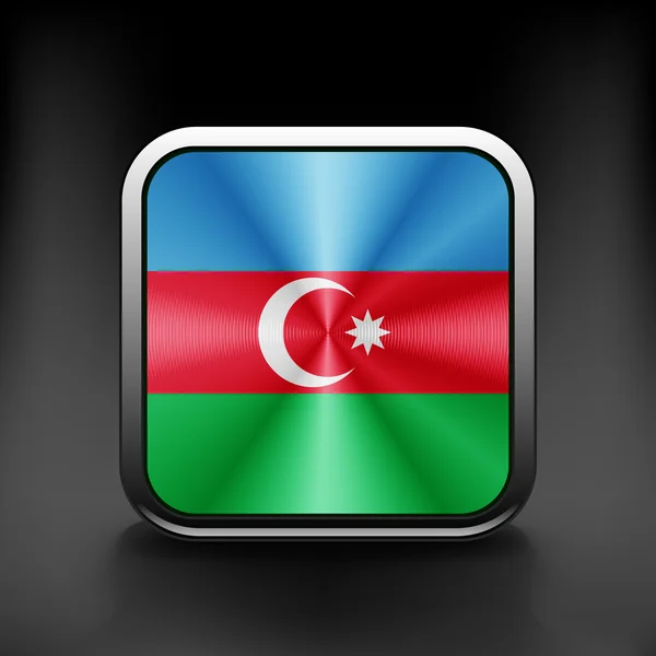 Icône carrée avec drapeau azerbaijan avec réflexion — Image vectorielle