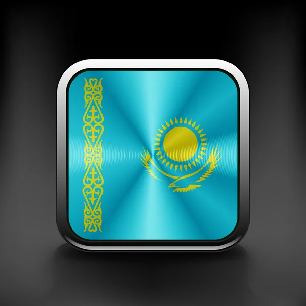 Кнопка с изображением национального флага Казахстана — стоковый вектор
