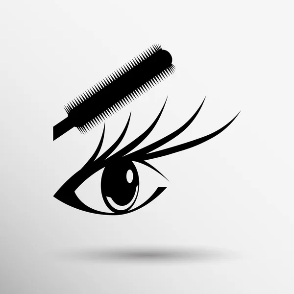 Vector illustration beautiful female blue eye mascara — Stock Vector