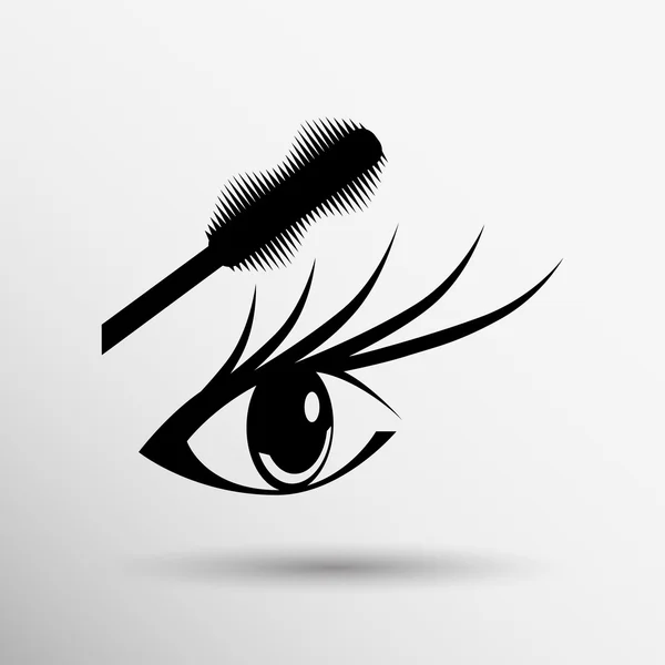 Mascara öga pensel färg smink stroke isolerade ögonfrans — Stock vektor