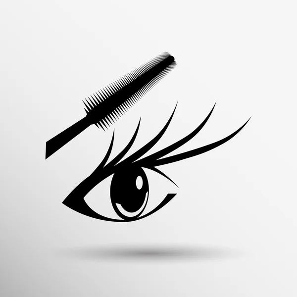 Woman eye with beautiful makeup and long eyelashes. Mascara Brush. High quality image. — Stock Vector